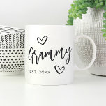 Grammy Year Established Grandma Coffee Mug<br><div class="desc">Create a sweet keepsake for grandma with this simple design that features "Grammy" in hand sketched script lettering accented with hearts. Personalize with the year she became a grandmother for a cute Mother's Day or pregnancy announcement gift.</div>