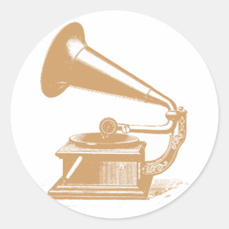 gramophone customizable design classic round sticker