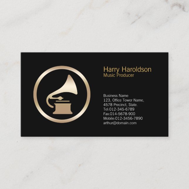 Gramophone Icon Music Producteur Carte de visite (Devant)