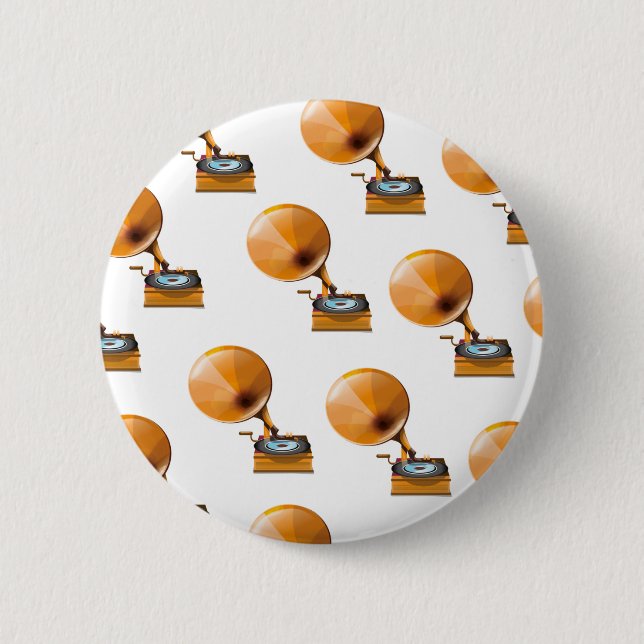 Gramophone Record Pattern. 2 Inch Round Button (Front)