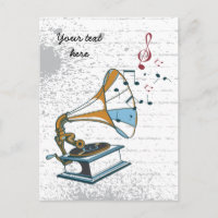 Gramophone rétro carte postale personnalisée