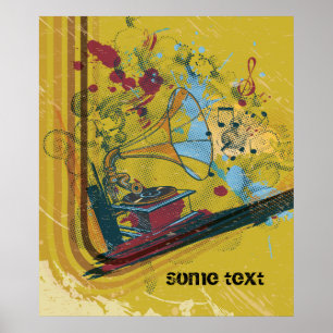 Gramophone retro custom print poster