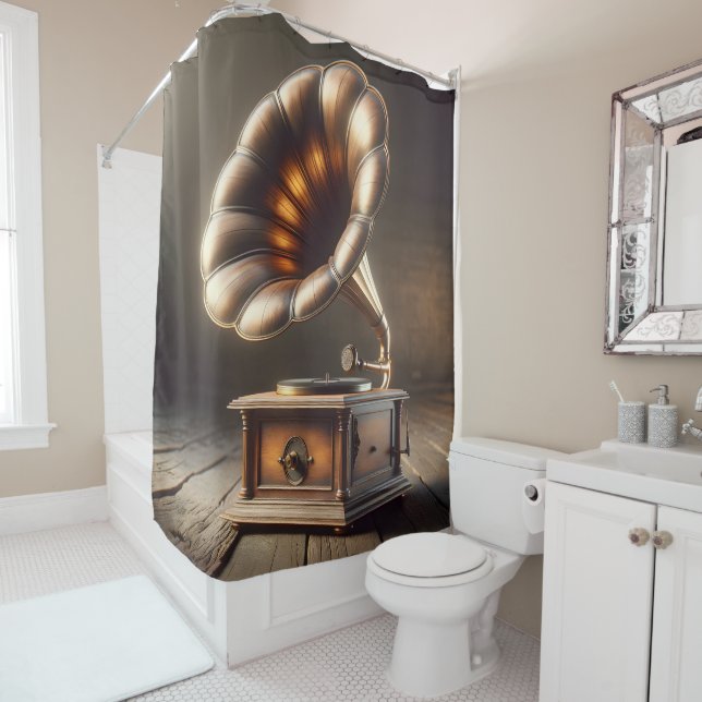 Gramophone Shower Curtain (In Situ)