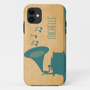 Gramophone Vintage turquoise BT iPhone 5 Coque