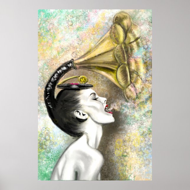 Gramophone Woman Poster (Front)