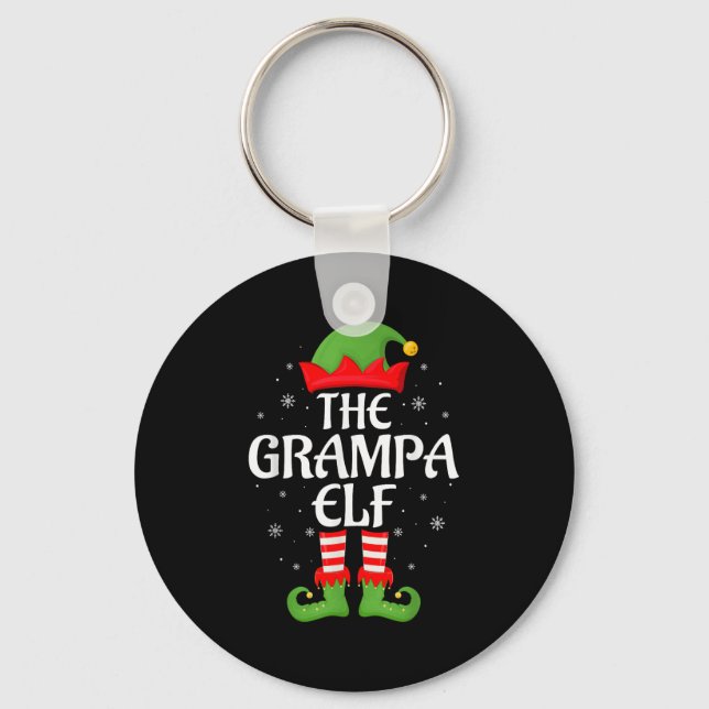 Grampa Elf Xmas Family Matching Elf Squad Christma Keychain (Front)