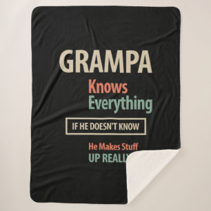 Grampa Knows Everything Grandfather Gift Sherpa Blanket