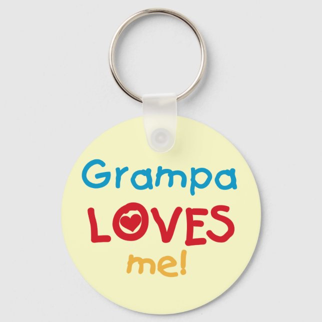 Grampa Loves Me T-shirts and Gifts Keychain (Front)