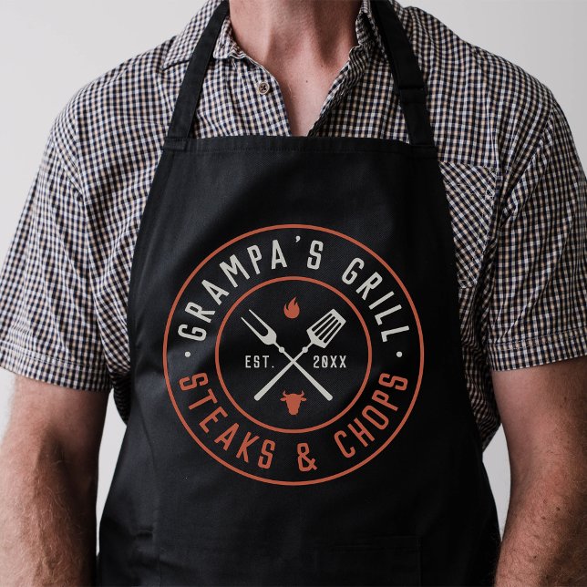 Grampa's Grill Personalized Year Established Apron (Creator Uploaded)