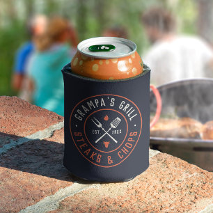 Grampa's Grill Personalized Year Established Can Cooler