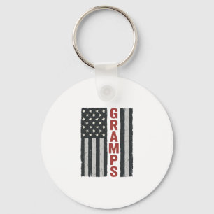 Gramps American Flag Vintage Patriotic Vector_1 Keychain