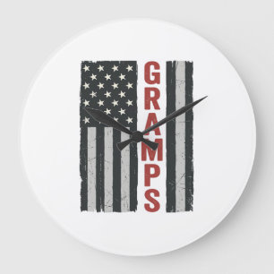 Gramps American Flag Vintage Patriotic Vector_1 Large Clock