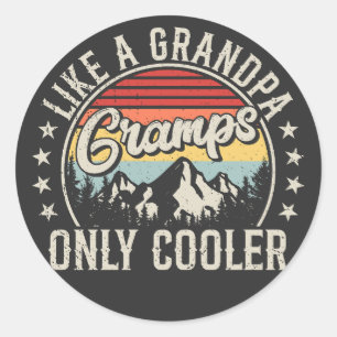 Gramps Like a Grandpa Only Cooler Retro Classic Round Sticker