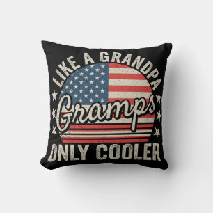 Gramps Like a Grandpa Only Cooler USA Flag Throw Pillow