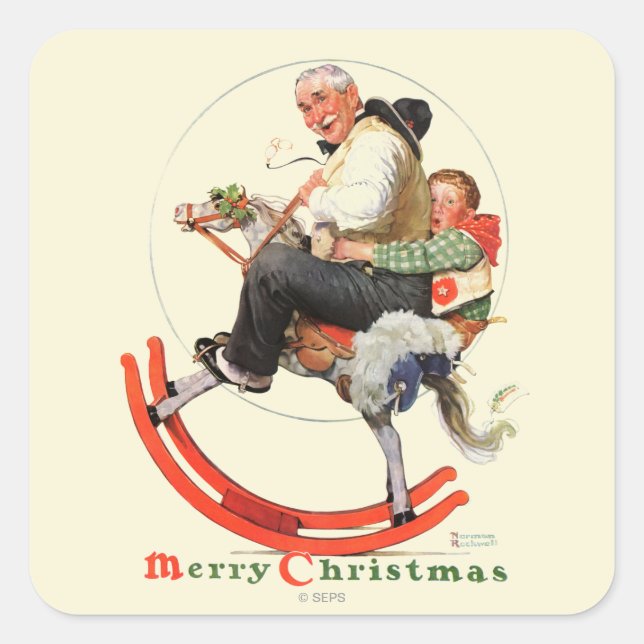 Gramps on Rocking Horse Square Sticker (Front)