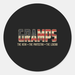 Gramps Protector Hero Legend Usa Flag Gramps Fathe Classic Round Sticker