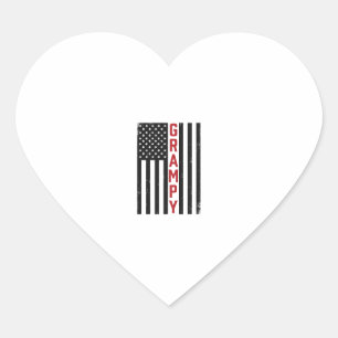 Grampy American Flag Patriotic Vintage Vector Desi Heart Sticker