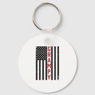 Grampy American Flag Patriotic Vintage Vector Desi Keychain