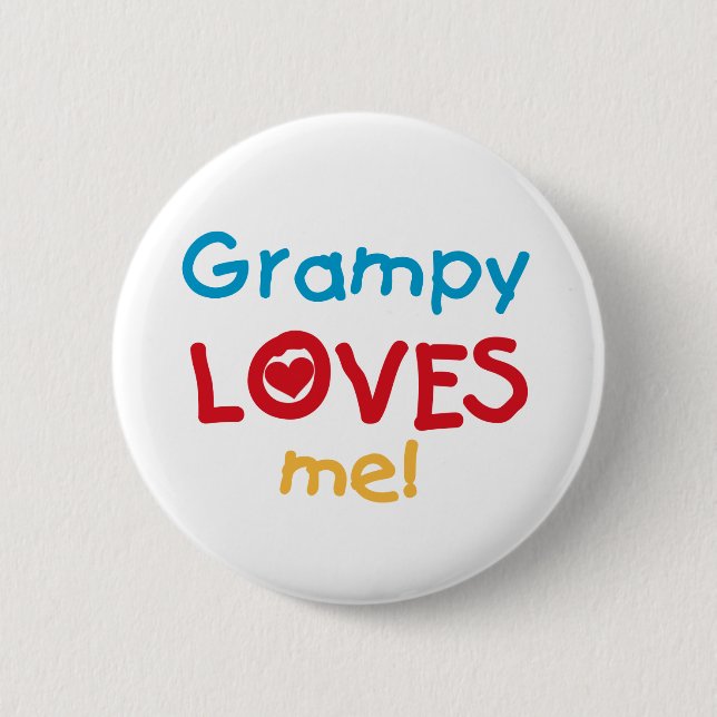Grampy Loves Me T-shirts and Gifts 2 Inch Round Button (Front)