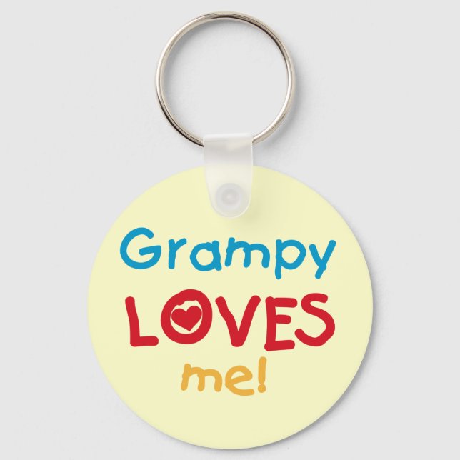 Grampy Loves Me T-shirts and Gifts Keychain (Front)