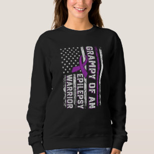 Grampy of a Warrior Epilepsy Purple Ribbon Support Sweatshirt