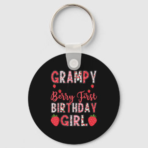Grampy Of The Berry First Birthday Girl Strawberry Keychain