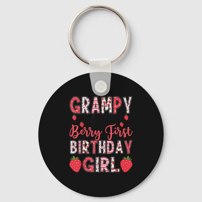 Grampy Of The Berry First Birthday Girl Strawberry Keychain (Front)