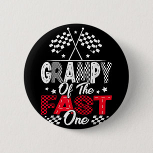 Grampy Of The Fast One First Birthday Racing Car F 2 Inch Round Button