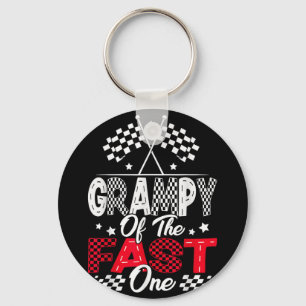 Grampy Of The Fast One First Birthday Racing Car F Keychain