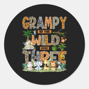 Grampy Of The Wild &amp; Three Zoo 3rd Birthday Sa Classic Round Sticker