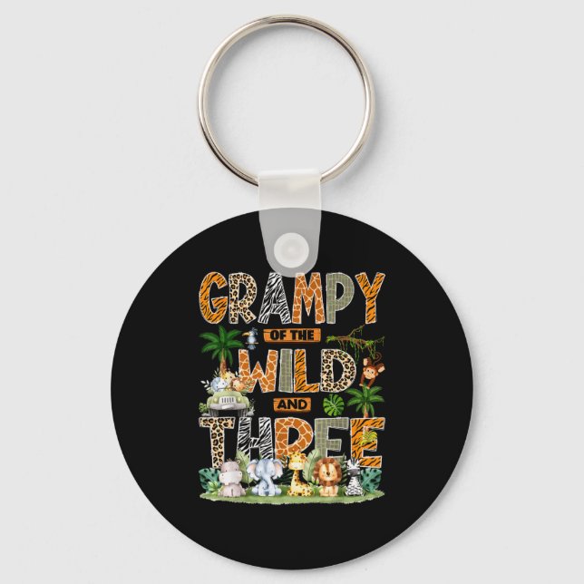 Grampy Of The Wild &amp; Three Zoo 3rd Birthday Sa Keychain (Front)