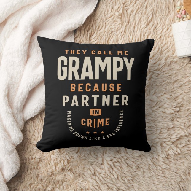 Grampy: The Mischievous Sidekick Throw Pillow (Blanket)