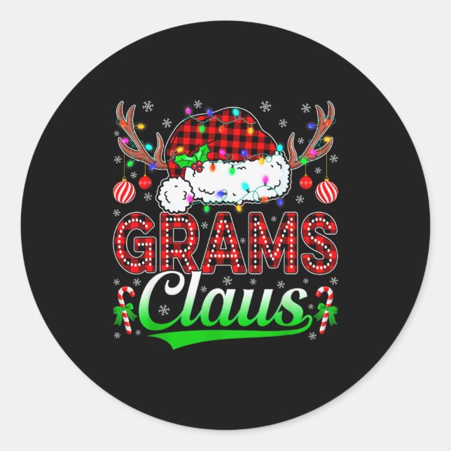 Grams Claus Christmas Lights Matching Family Xmas  Classic Round Sticker (Front)