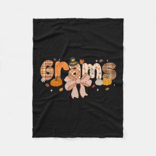 Grams Pumpkin Fall Coquette Bow Thanksgiving Fleece Blanket