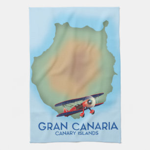 Gran Canaria  canary island, travel poster art. Kitchen Towel