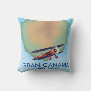 Gran Canaria  canary island, travel poster art. Throw Pillow
