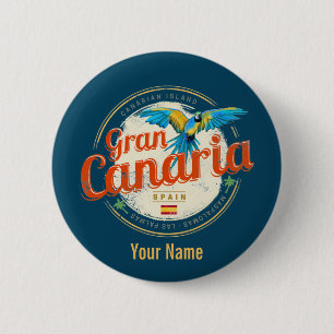 Gran Canaria Parrot Canary Islands Spain Vintage 2 Inch Round Button