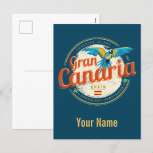 Gran Canaria Parrot Canary Islands Spain Vintage Holiday Postcard