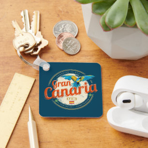 Gran Canaria Parrot Canary Islands Spain Vintage Keychain