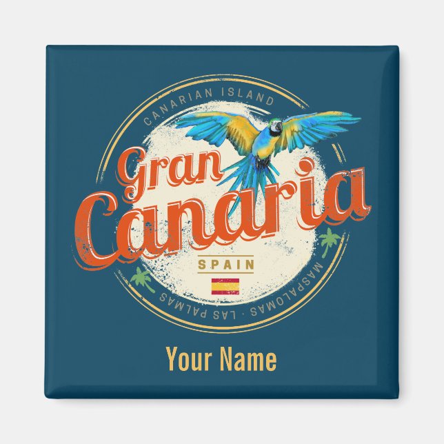 Gran Canaria Parrot Canary Islands Spain Vintage Magnet (Front)