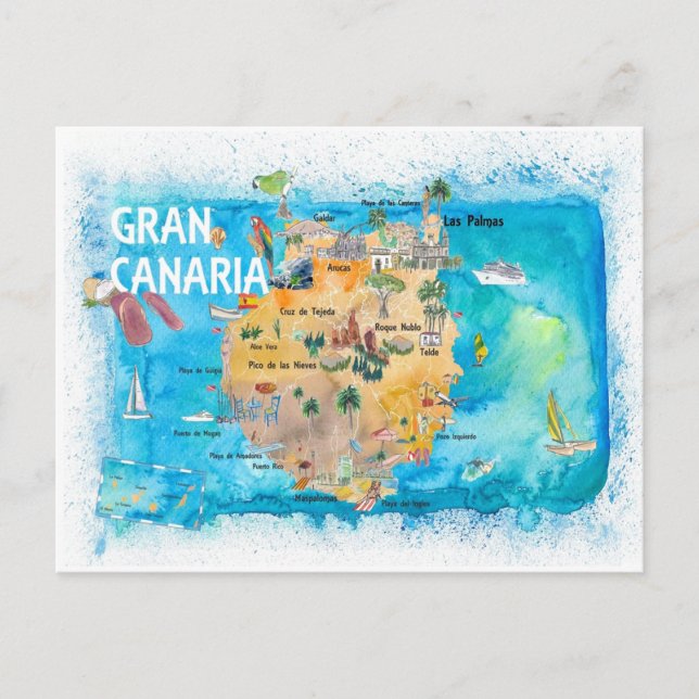 Gran Canary Canarias Espagne Carte illustrée (Devant)