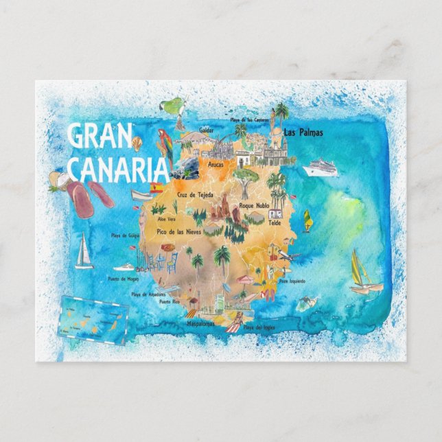 Gran Canary Canarias Espagne Carte illustrée (Devant)