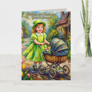 GRAN & GRAMPS~ EASTER VINTAGE ART ~ Sweet child ~  Holiday Card
