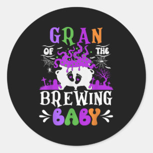 Gran Of The Brewing Baby Grandma To Be Halloween Classic Round Sticker