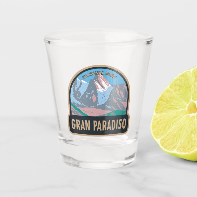 Gran Paradiso National Park Italy Vintage Shot Glass (Front)