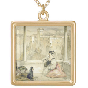 Granada (Alhambra), plate 9 from 'Sketches of Spai Gold Plated Necklace