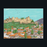 Granada Cityview Spain Landscape Illustration Postcard<br><div class="desc">Our Granada Spain Illustration Artwork is a beautiful piece featuring a detailed illustration of the old town Granada and its Alhambra, one of the most stunning examples of Islamic architecture. The artwork features neutral colours that can complement any decor style, making it the perfect addition to your living room, bedroom,...</div>