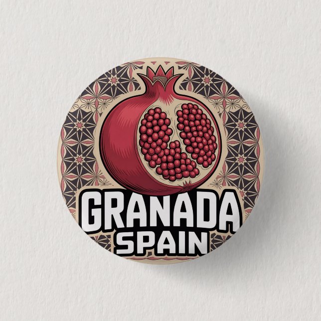 Granada Spain Pomegranate Sticker 1 Inch Round Button (Front)
