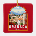 Granada Spain Travel Art Vintage Ceramic Ornament<br><div class="desc">Granada retro vector travel design. Granada is a city in southern Spain’s Andalusia region,  in the foothills of the Sierra Nevada mountains.</div>