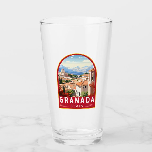 Granada Spain Travel Art Vintage Glass (Front)
